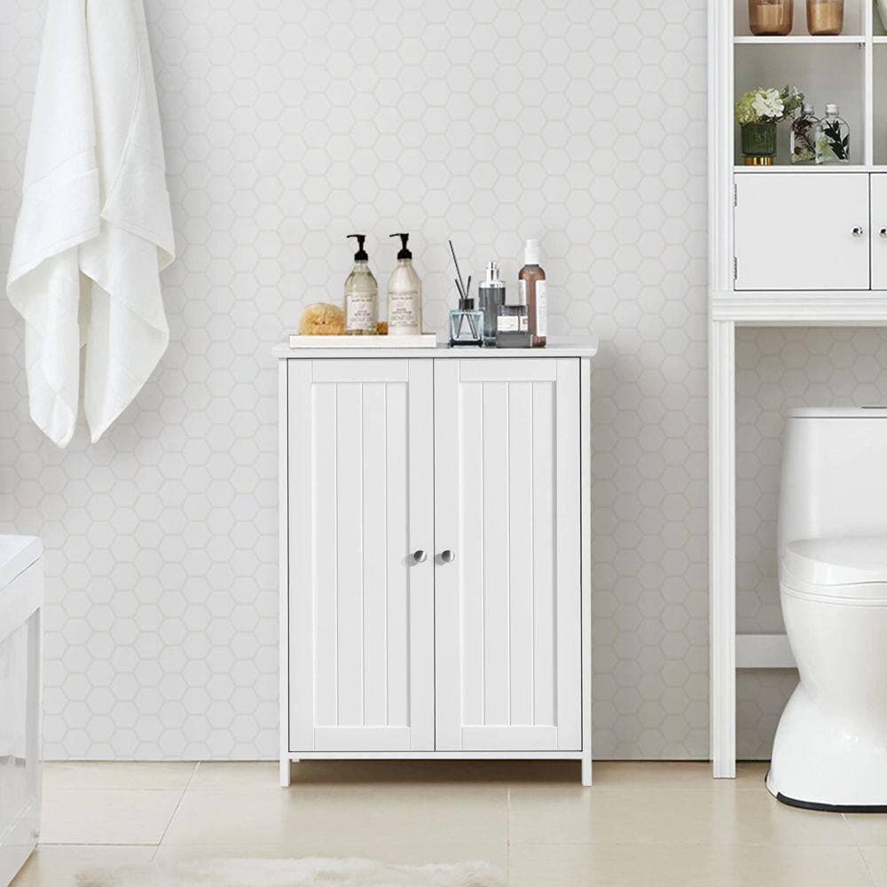 Dracelo 23.6 in. W 11.8 in. D 31.7 in. H Linen Cabinet with Double Doors (2)