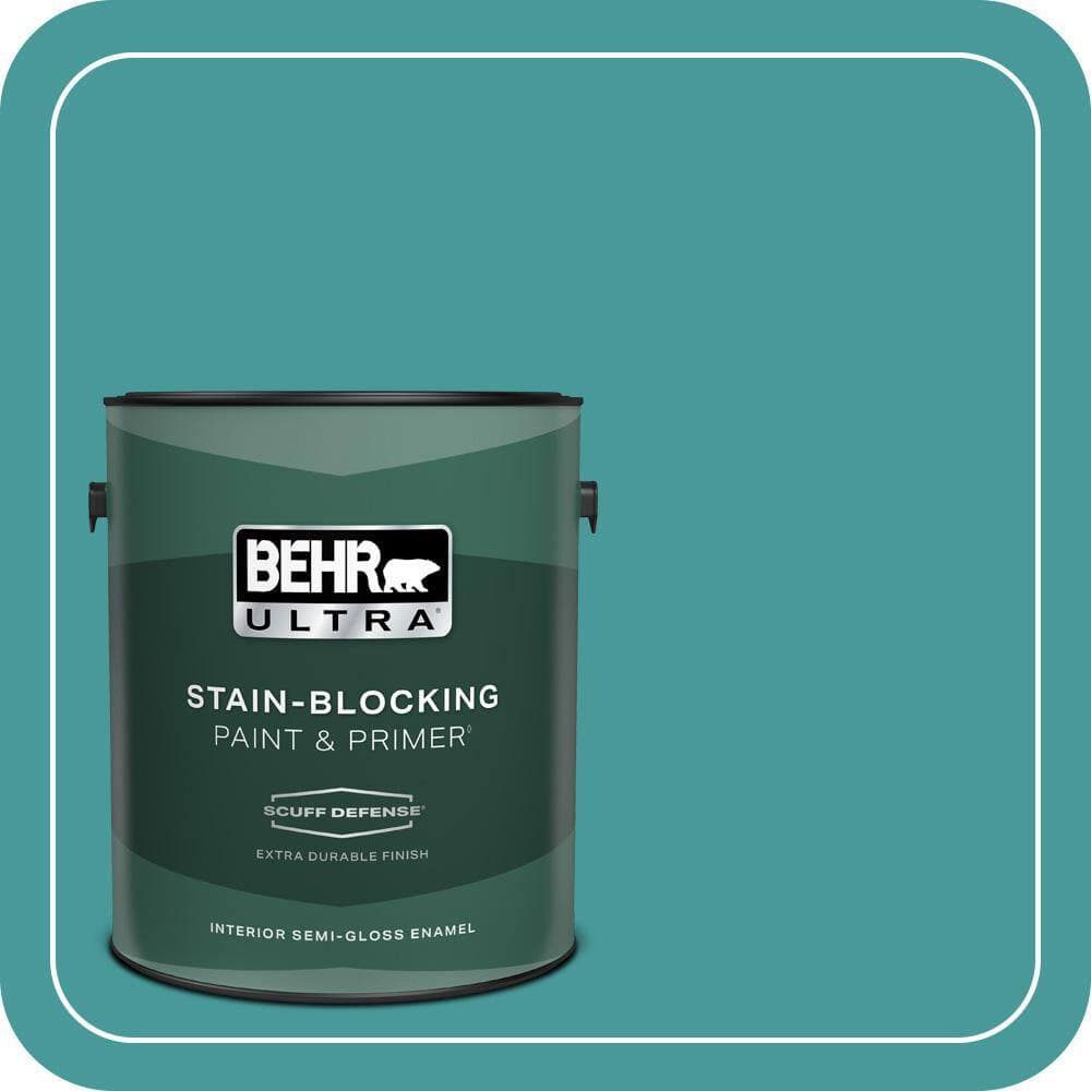 BEHR ULTRA 1 gal. #510D-6 Aquatic Green Extra Durable Semi-Gloss Enamel Interior Paint & Primer