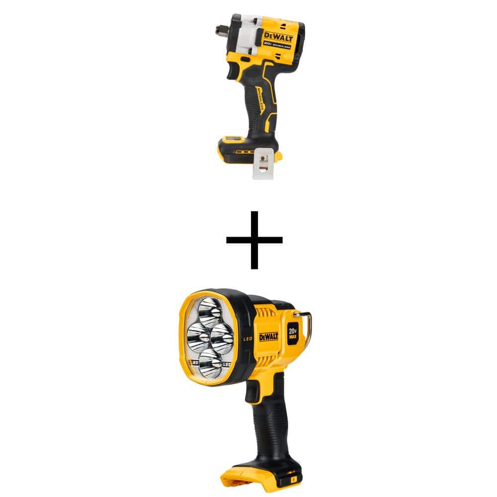 DEWALT ATOMIC 20V Max Cordless Brushless 1/2 in. Impact Wrench and 20V Max Cordless Jobsite Spotlight (Tools Only) (1)