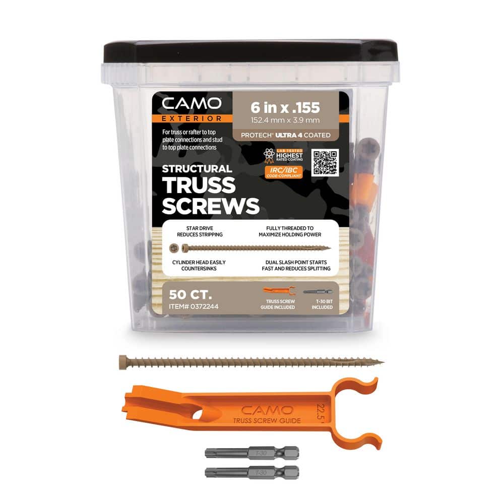 CAMO 0.155 in. x 6 in. Truss Head Star Drive Structural Truss Wood Screw - PROTECH Ultra 4 Exterior Coated (50-Pack)