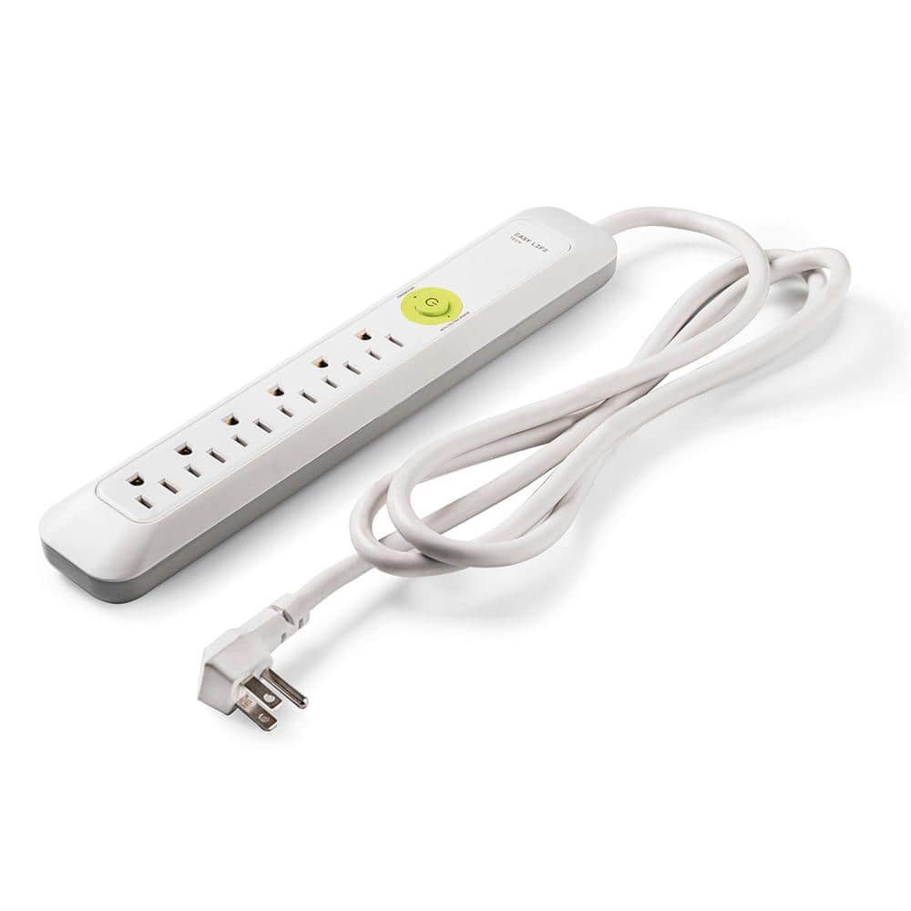 EasyLife Tech 6 ft, 6-Outlet, Power Strip Surge Protector - White (2)