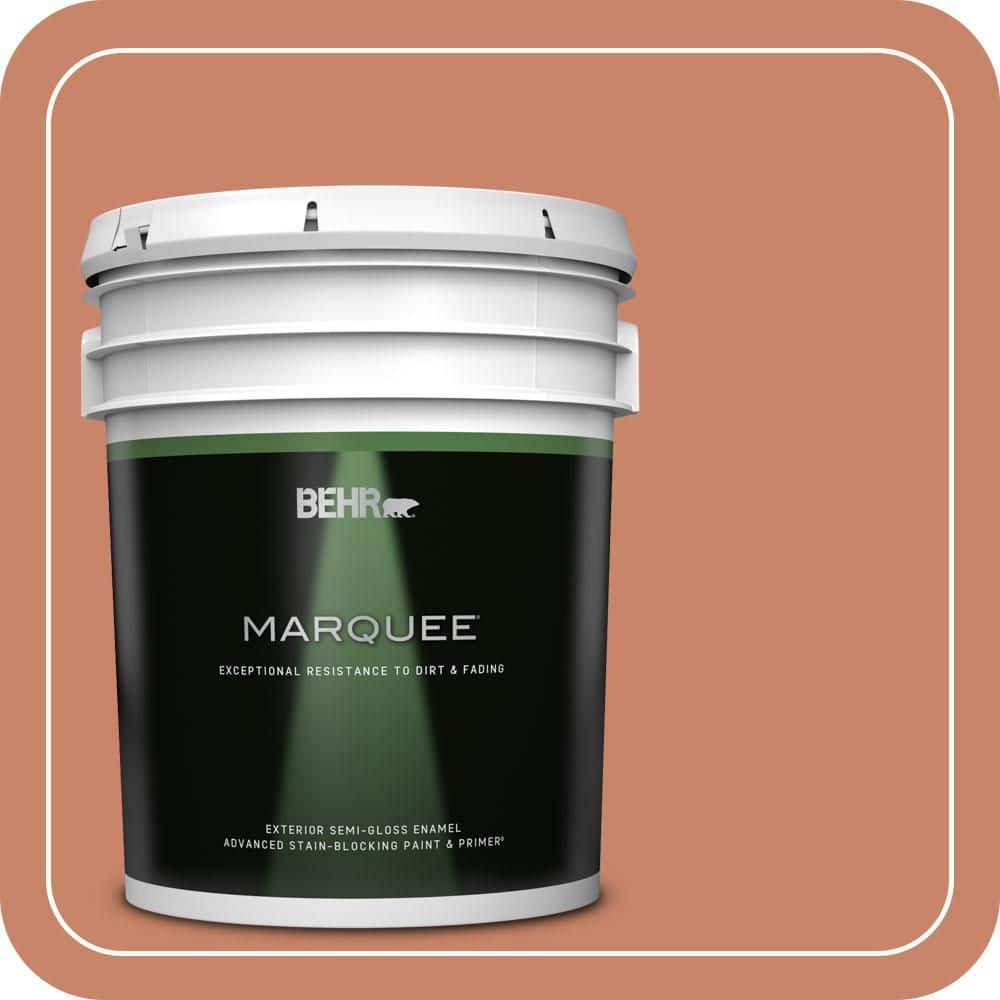 BEHR MARQUEE 5 gal. #MQ4-39 Cabana Melon Semi-Gloss Enamel Exterior Paint & Primer