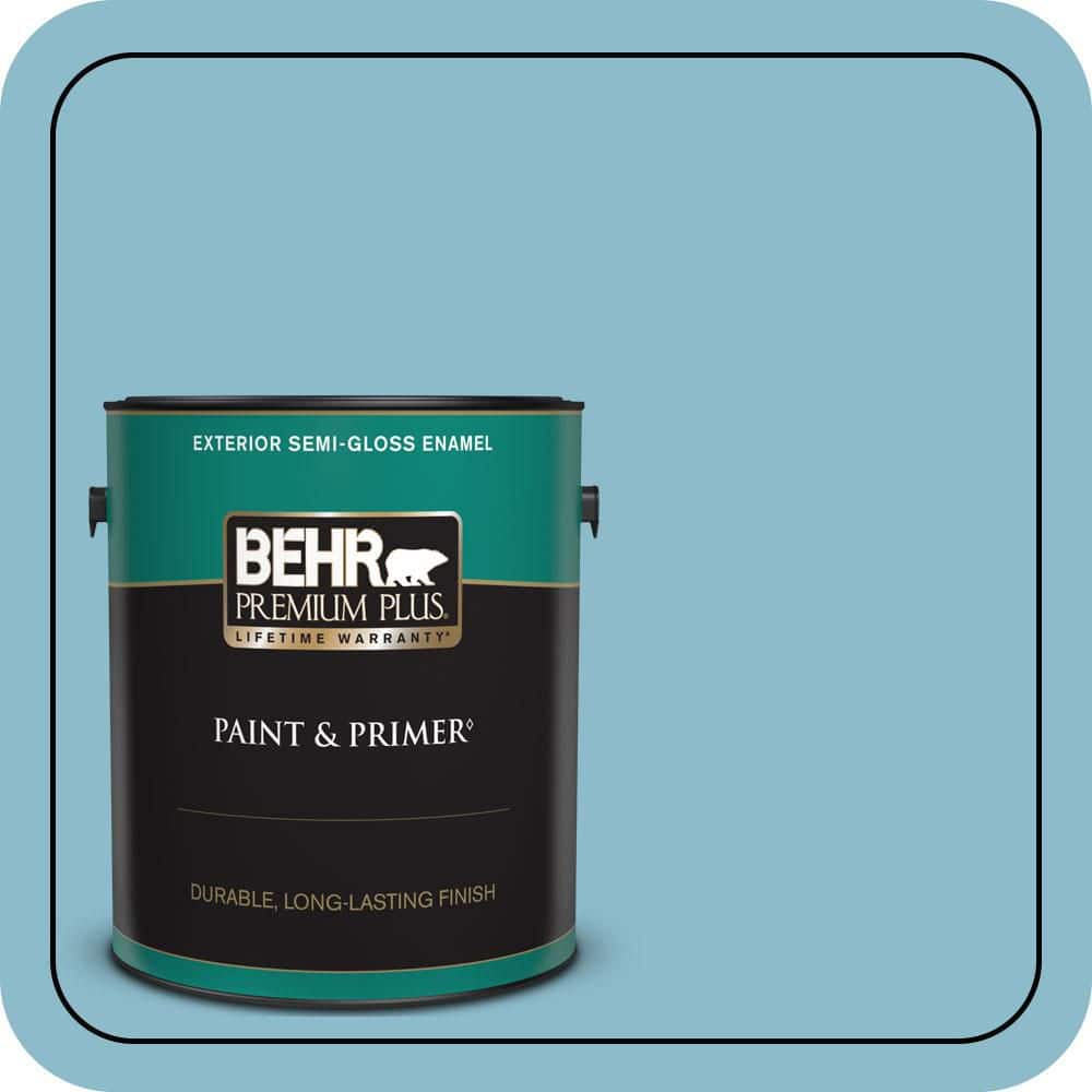 BEHR PREMIUM PLUS 1 gal. #S460-3 Blue Echo Semi-Gloss Enamel Exterior Paint & Primer