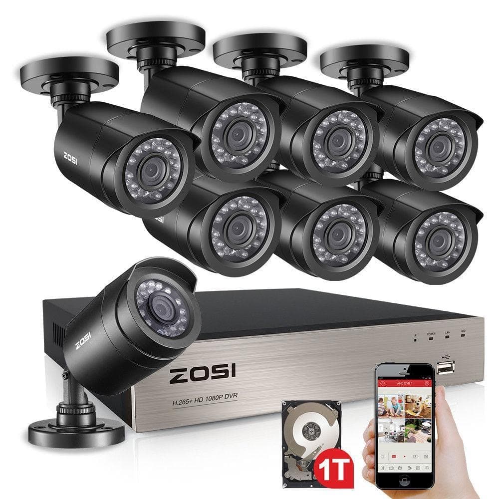 ZOSI 8-Channel 1080p 1TB DVR Surveillance with Bullet Security Cameras System 8-Wired (1)