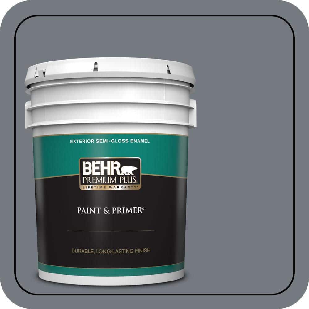 BEHR PREMIUM PLUS 5 gal. #N510-5 Liquid Mercury color Semi-Gloss Enamel Exterior Paint & Primer