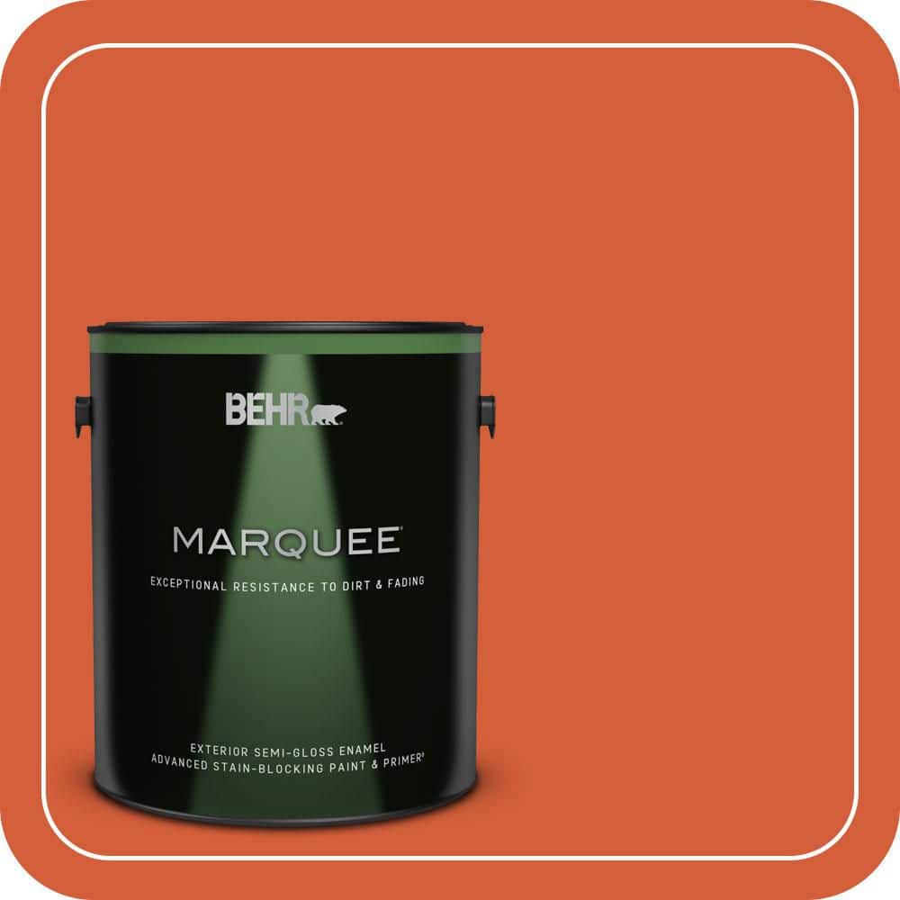 BEHR MARQUEE 1 gal. #S-G-220 Sweet Mandarin Semi-Gloss Enamel Exterior Paint & Primer
