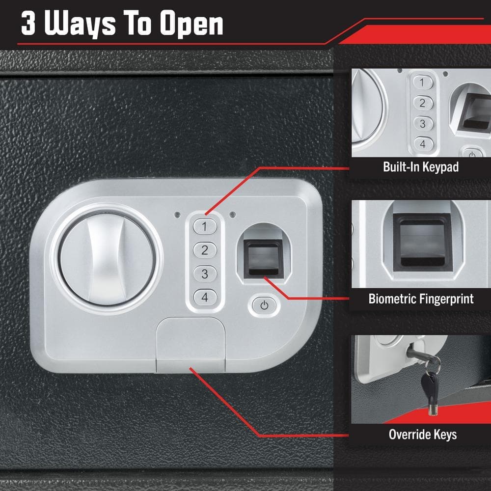 Stalwart Fingerprint Lock Box for Valuables, Dark Gray (2)