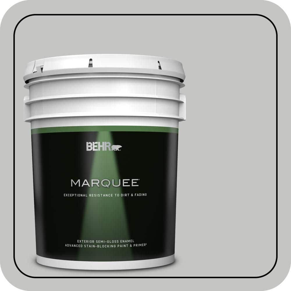 BEHR MARQUEE 5 gal. #N520-2 Silver Bullet Semi-Gloss Enamel Exterior Paint & Primer