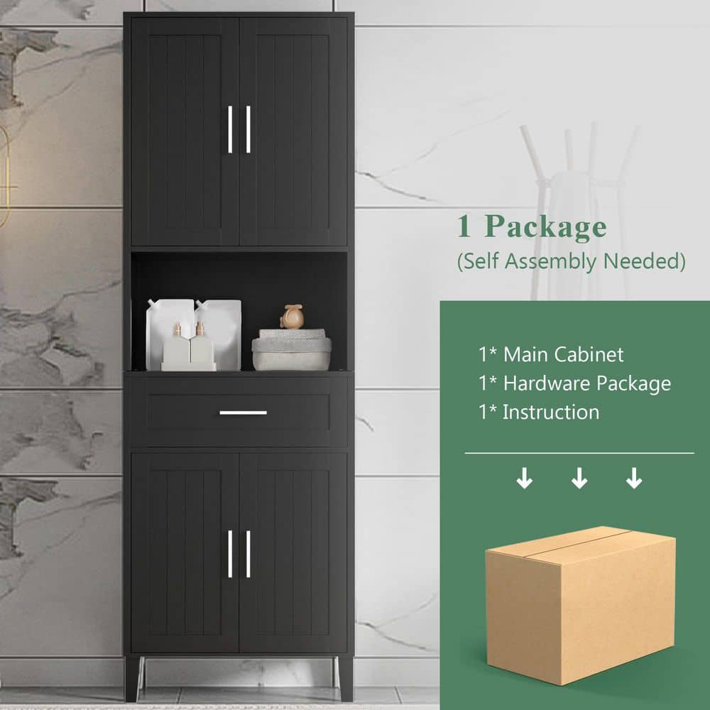 Unbranded 23.6 in. W 13.80 in. D 70.90 in. H Freestanding Tall Bath Linen Cabinet with 2 Adjustable Shelves (4)