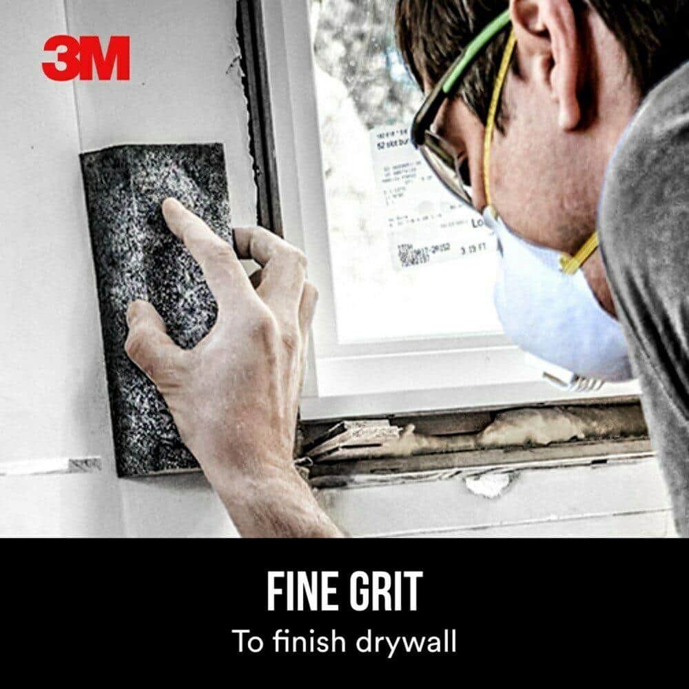 3M 2-7/8 in. x 8 in. x 1 in. Fine Extra-Large Angled Drywall Sanding Sponge (2-Pack) (3)
