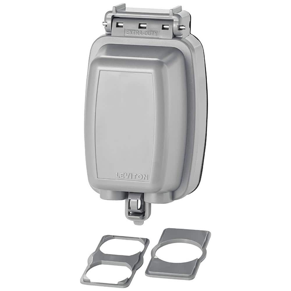 Leviton Decora/GFCI 1-Gang Extra Heavy Duty Raintight While-In-Use Device Mount Vertical Cover with Lid, Gray 5980-UGY