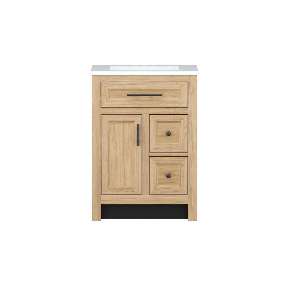 Glacier Bay Haldone 25 in. Single Sink Freestanding Sunlit Bathroom Vanity with White Cultured Marble Top (Assembled) (3)