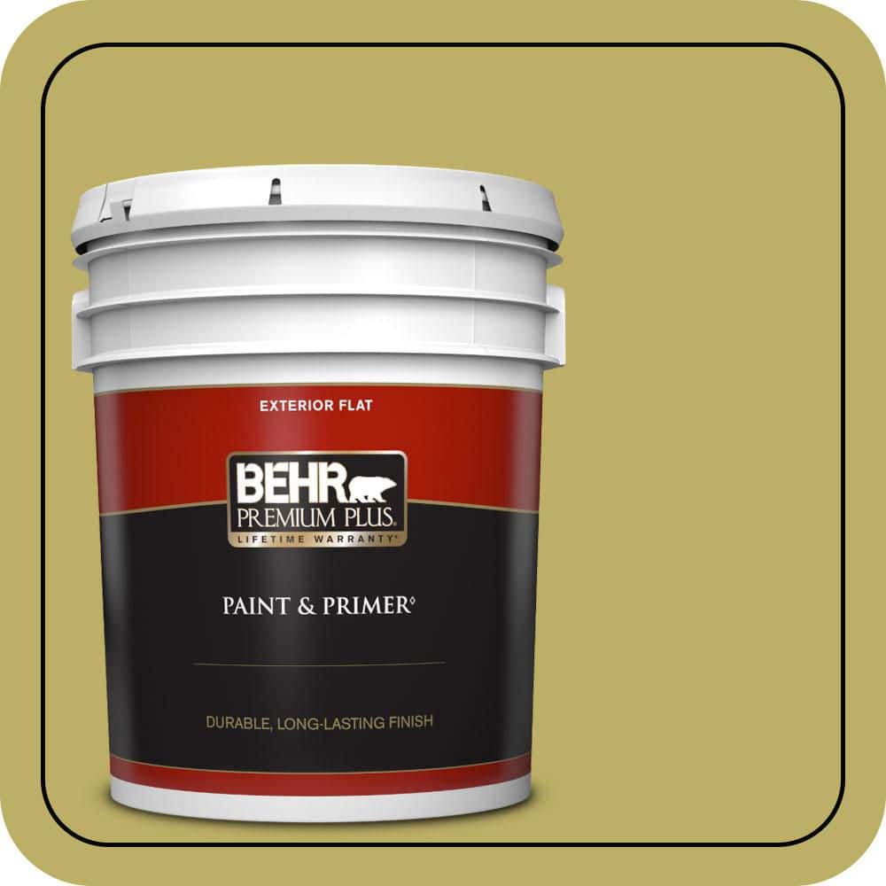 BEHR PREMIUM PLUS 5 gal. #MQ4-42 Pistachio Flat Exterior Paint & Primer