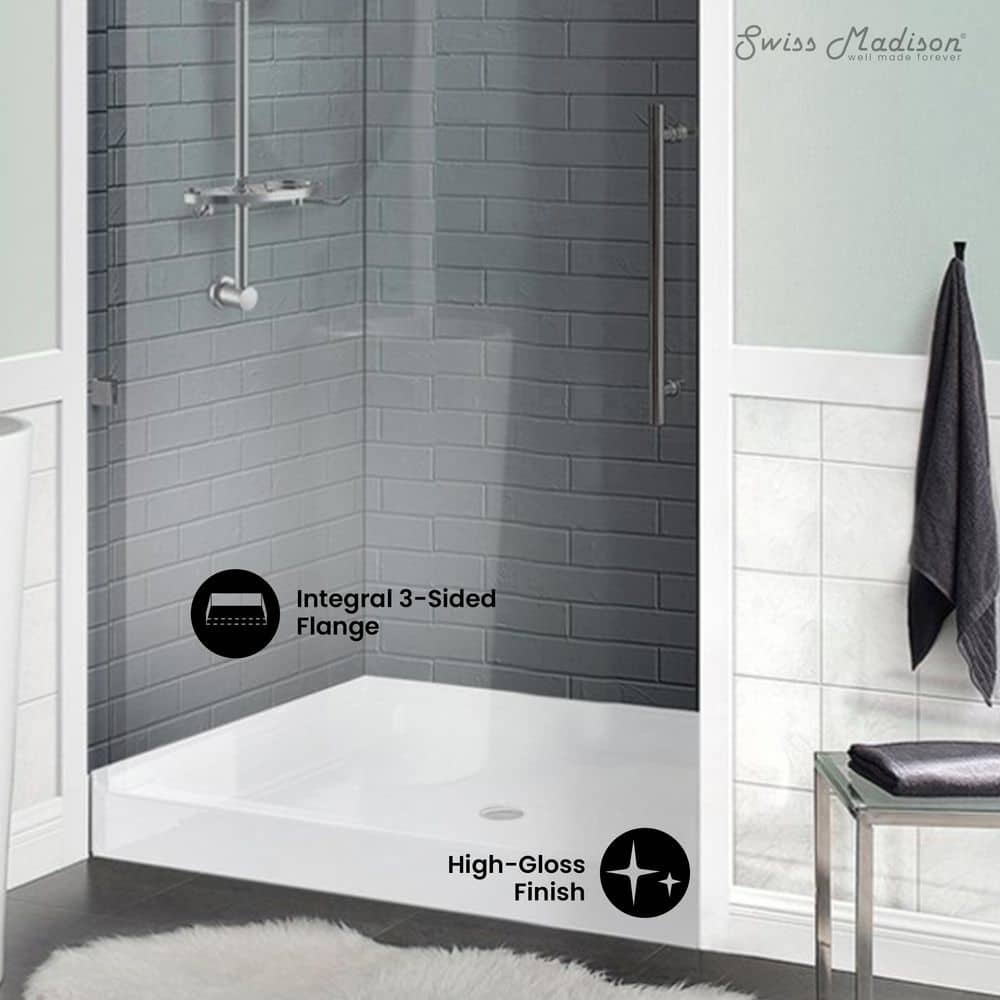 Swiss Madison Voltaire 42 in. 42. in Single Threshold Square Shower Base (2)