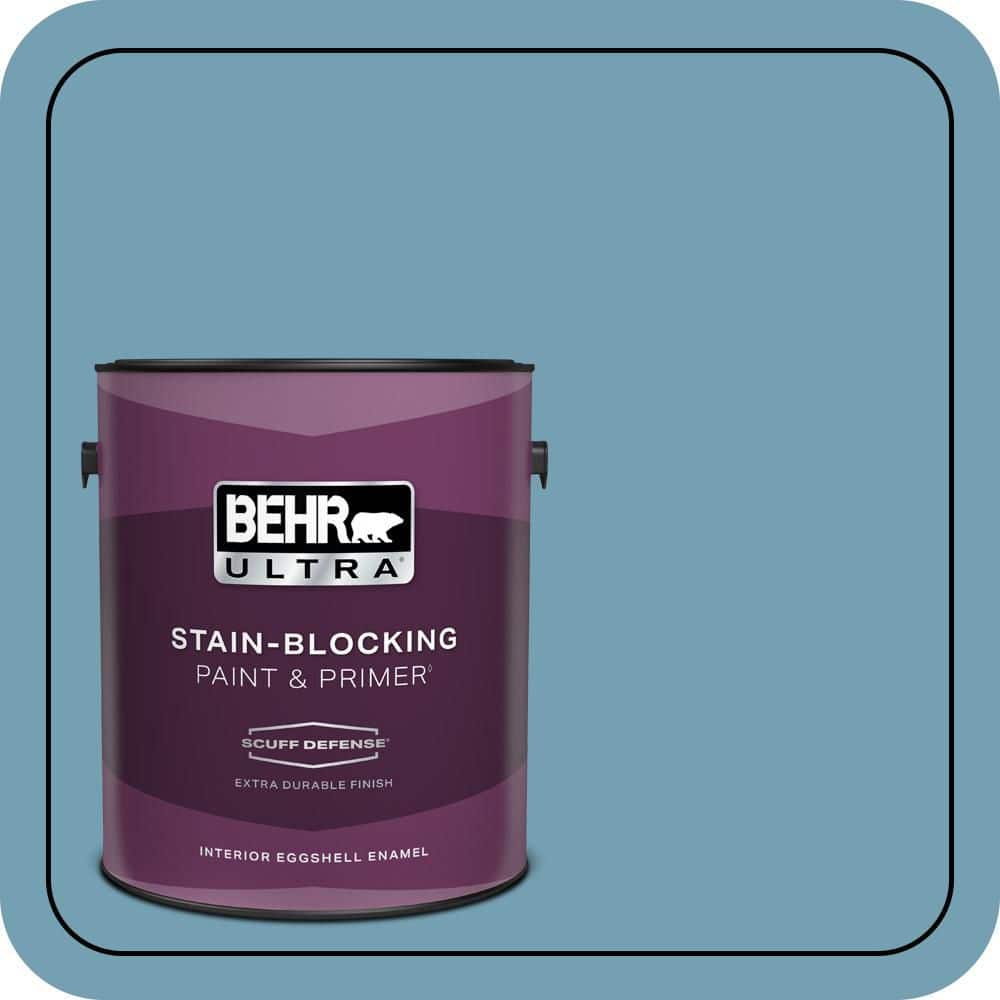 BEHR ULTRA 1 gal. #S480-4 Saga Blue Extra Durable Eggshell Enamel Interior Paint & Primer