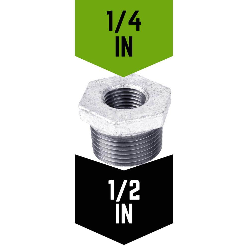 PIPE DECOR 1/2 in. 1/4 in. Iron Galvanized Bushing (2)