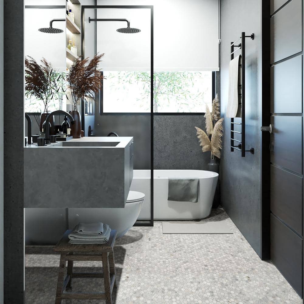 MSI Capri Blue Penny Round 12 in. x 12 in. x 0.38 in. Honed Marble Mesh-Mounted Mosaic Floor and Wall Tile (1 sq. ft./Case) (3)