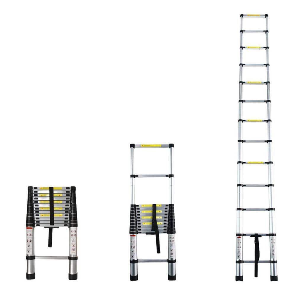 KIWDZFU 14.5 ft. Aluminum Telescoping Extension Ladder Lightweight Collapsible Ladder 330 lb. Capacity for RV Roof Attic Home