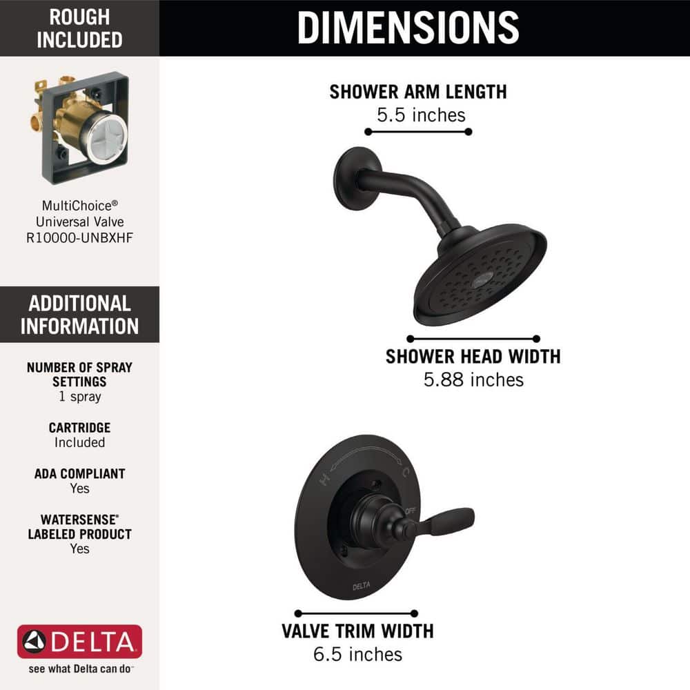 Delta Woodhurst Single Handle 1-Spray Shower Faucet 1.75 GPM with Pressure Balance in Matte Black (3)