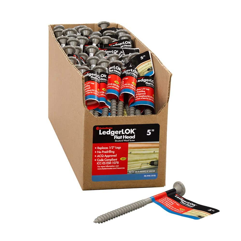 FastenMaster LedgerLOK Flat Head Structural Ledger Board Screws - 5 inch flat head wood screws - Gray (Single Fastener) (4)