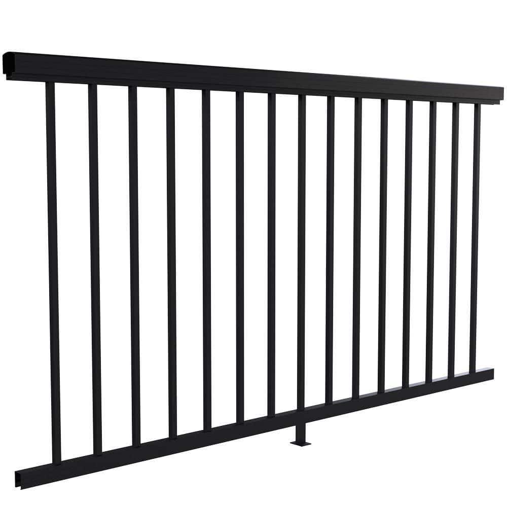 PEAK Aluminum Railing 6 ft. Matte Black Aluminum Deck Railing Pre-Assembled Panel for 42 in. High System (1)