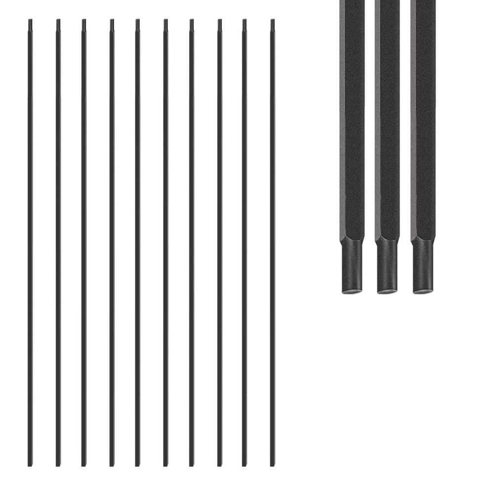 Afoxsos 45.75 in. H x 5.75 in. W Satin Black Wrought Iron Stair Railing Kit 30 Pack Aluminum (1)