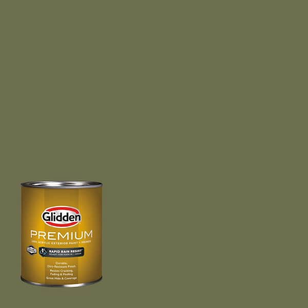 Glidden Premium 1 qt. PPG1125-6 Toy Tank Green Flat Exterior Latex Paint (2)