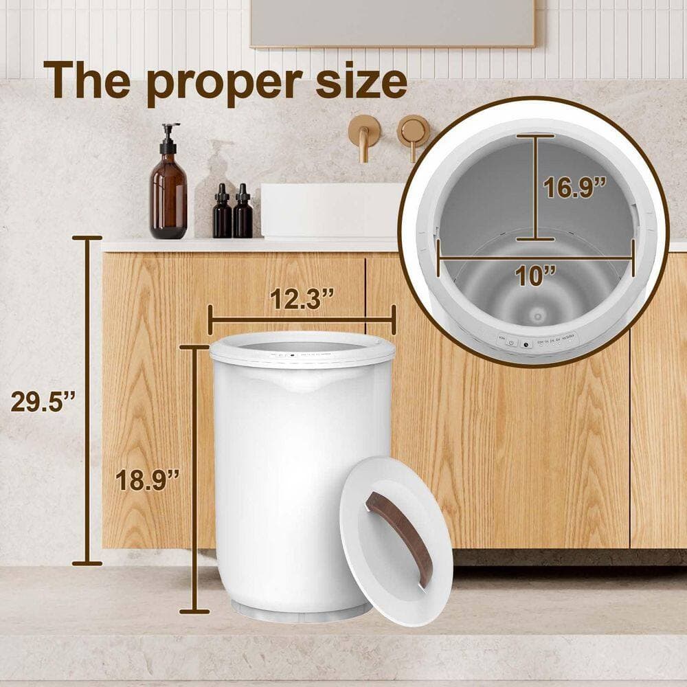 Numhew 1-Piece Plastic White Large Towel Warmer for Bathroom, Heated Towel Warmers Bucket, Wood Handle, Fits Up to Two Towels (3)