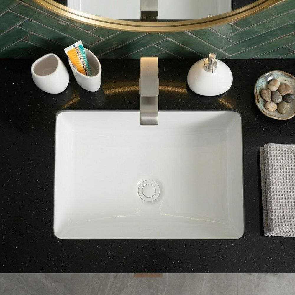 MYRYY 20 in. 15.5 in. Undermount Bathroom Sink Glazed Ceramic with Overflow (2)