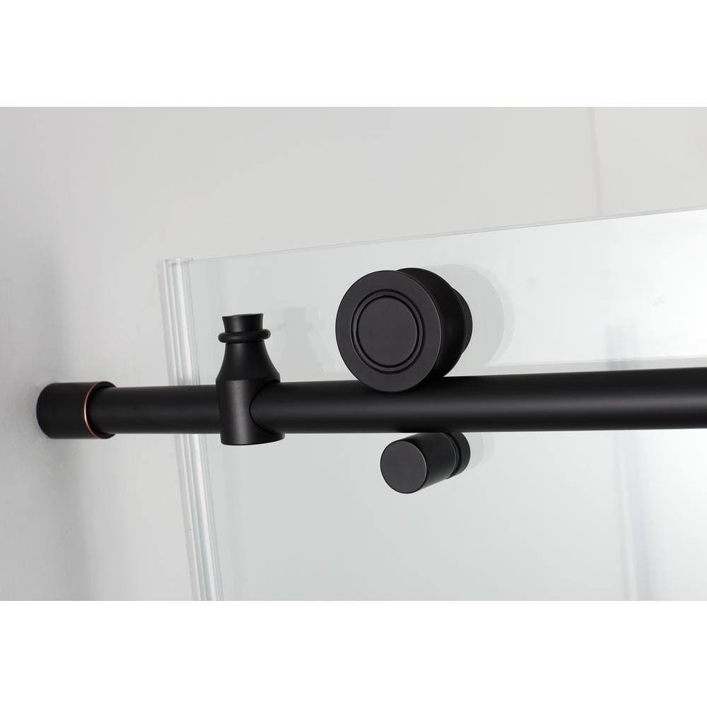 Aston Kamaya 44 in. - 48 in. x 33.875 in. x 76 in. Frameless Sliding Shower Enclosure in Matte Black, Left Open (3)