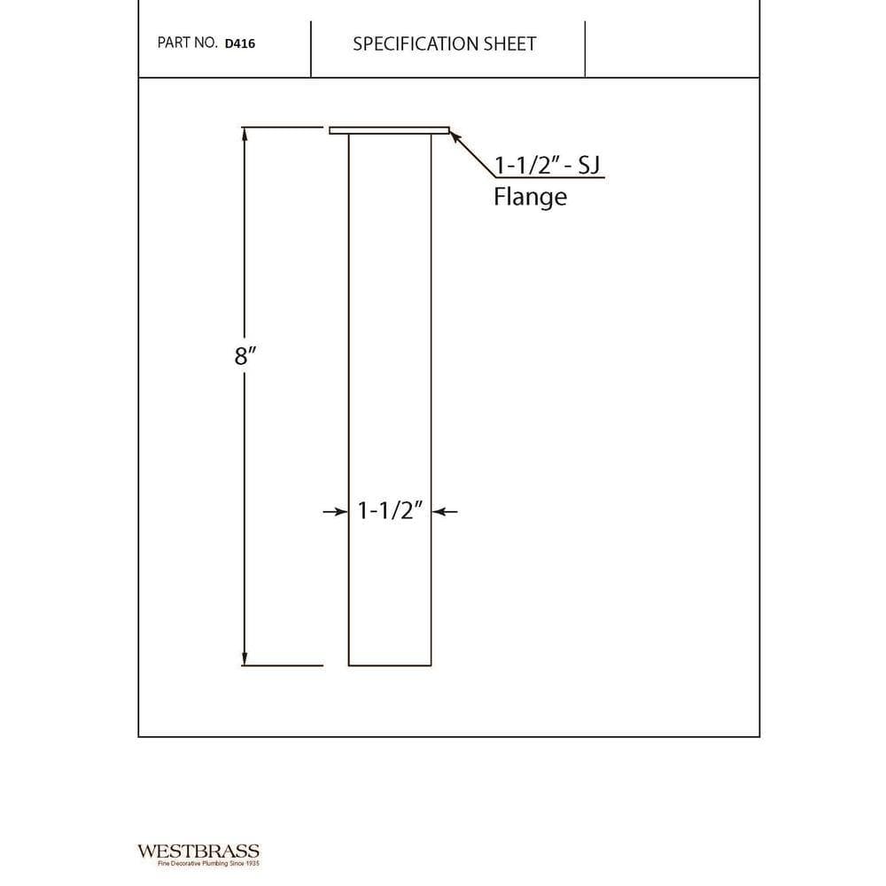 Westbrass 1-1/2 in. 8 in. Brass Flanged Tailpiece (2)