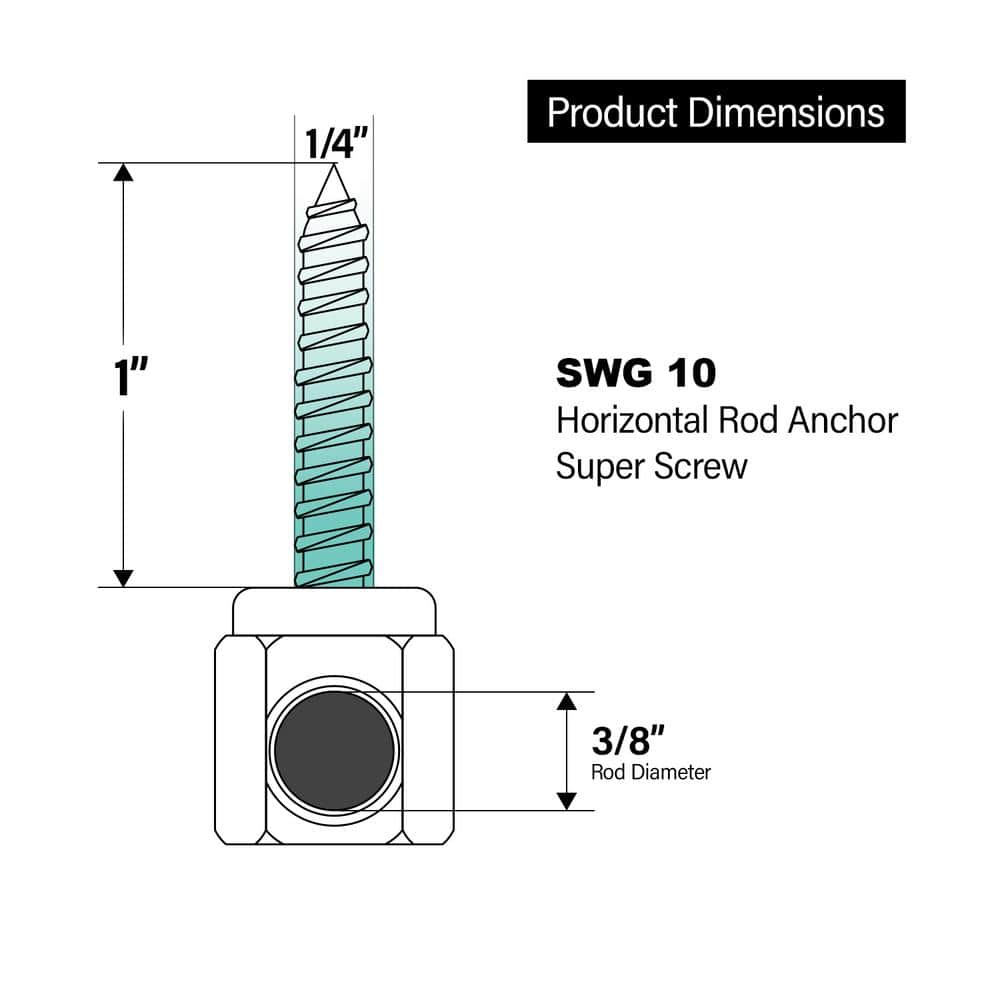 PLUMBFLEX 1/4 in. x 1 in. Horizontal Rod Anchor Super Screw 3/8 in. Threaded Rod Fitting for Wood (25-Pack) (3)