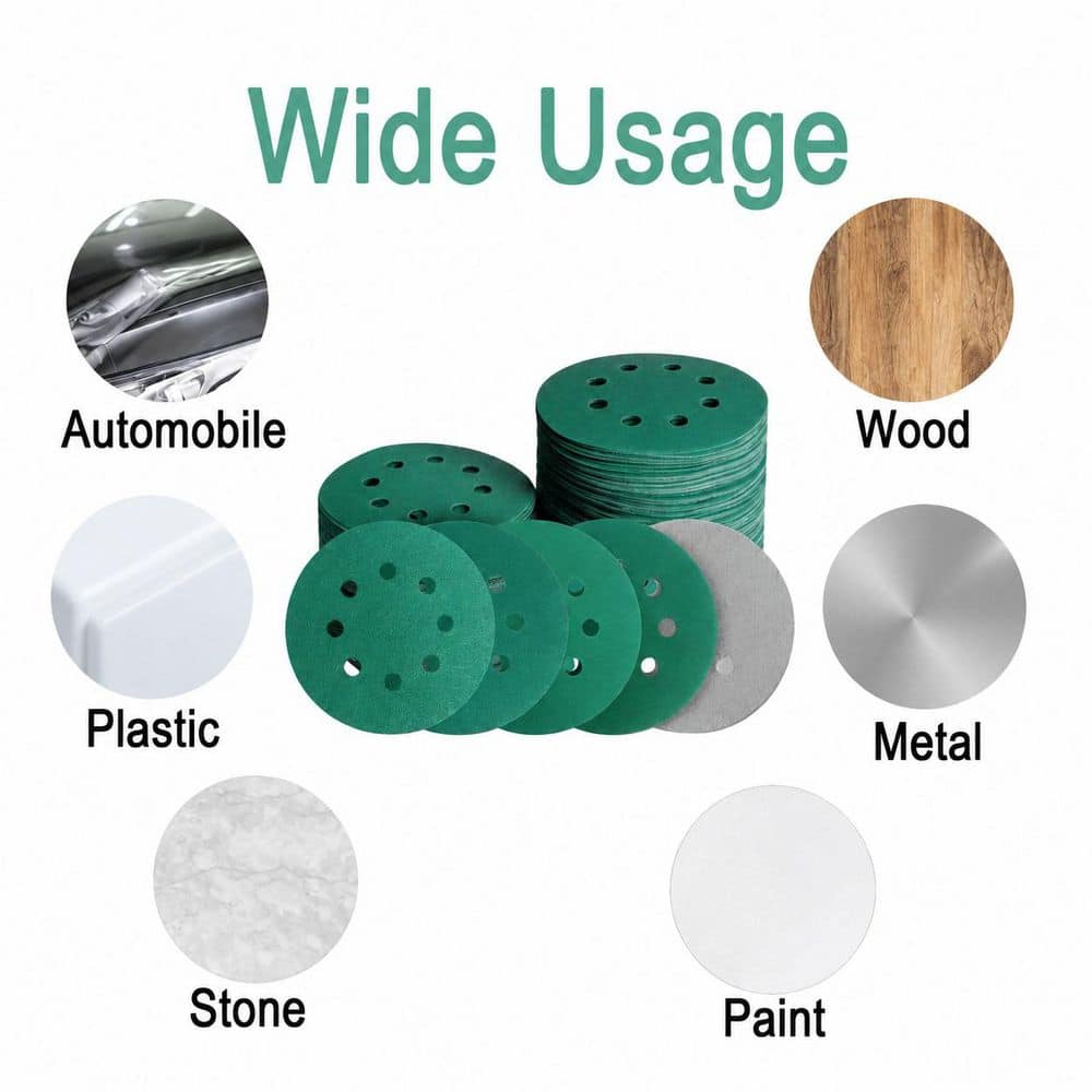 LAIFUCAM 5 Inch 8 Hole Zirconia Sanding Discs with Hook Loop Anti-Clog Film Back Wet Dry 80-220 Grit for Orbital Sanders 50 Pack (2)