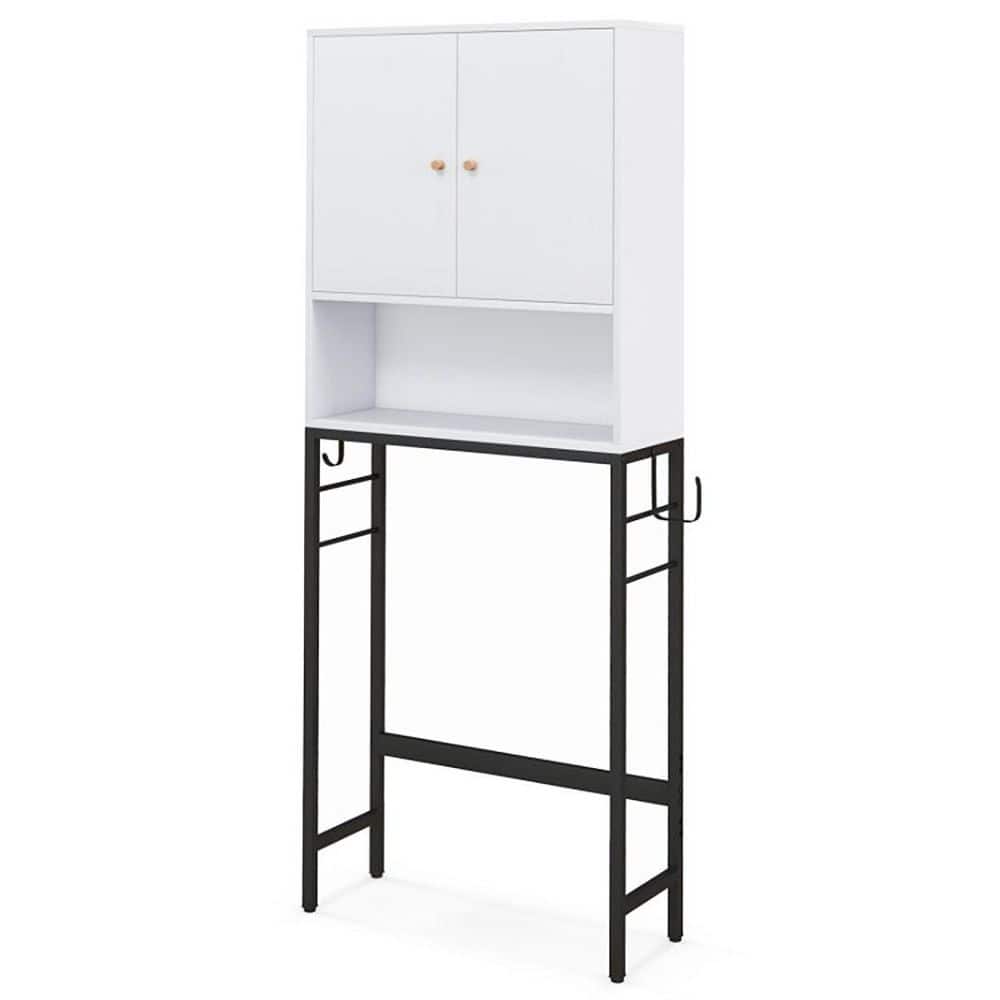 Boyel Living 25 in. W x 65 in. H x 9 in. D White Over The Toilet Storage with Doors and Adjustable Shelves