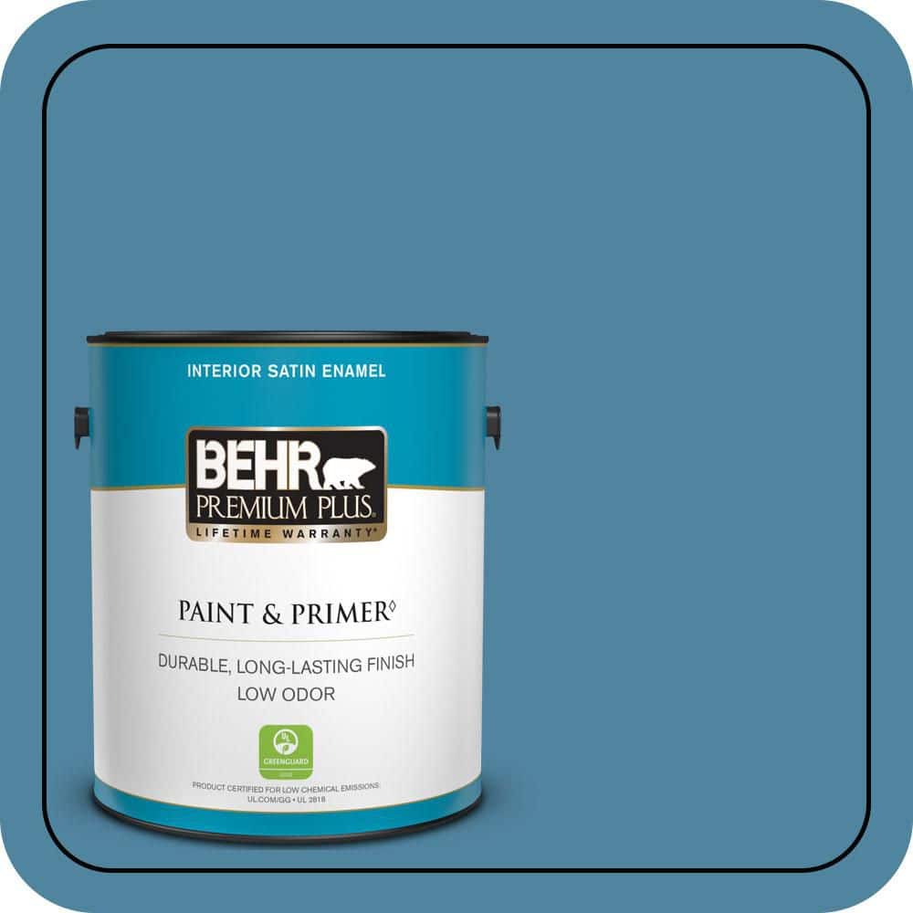 BEHR PREMIUM PLUS 1 gal. #S490-5 Jay Bird Satin Enamel Low Odor Interior Paint & Primer (1)