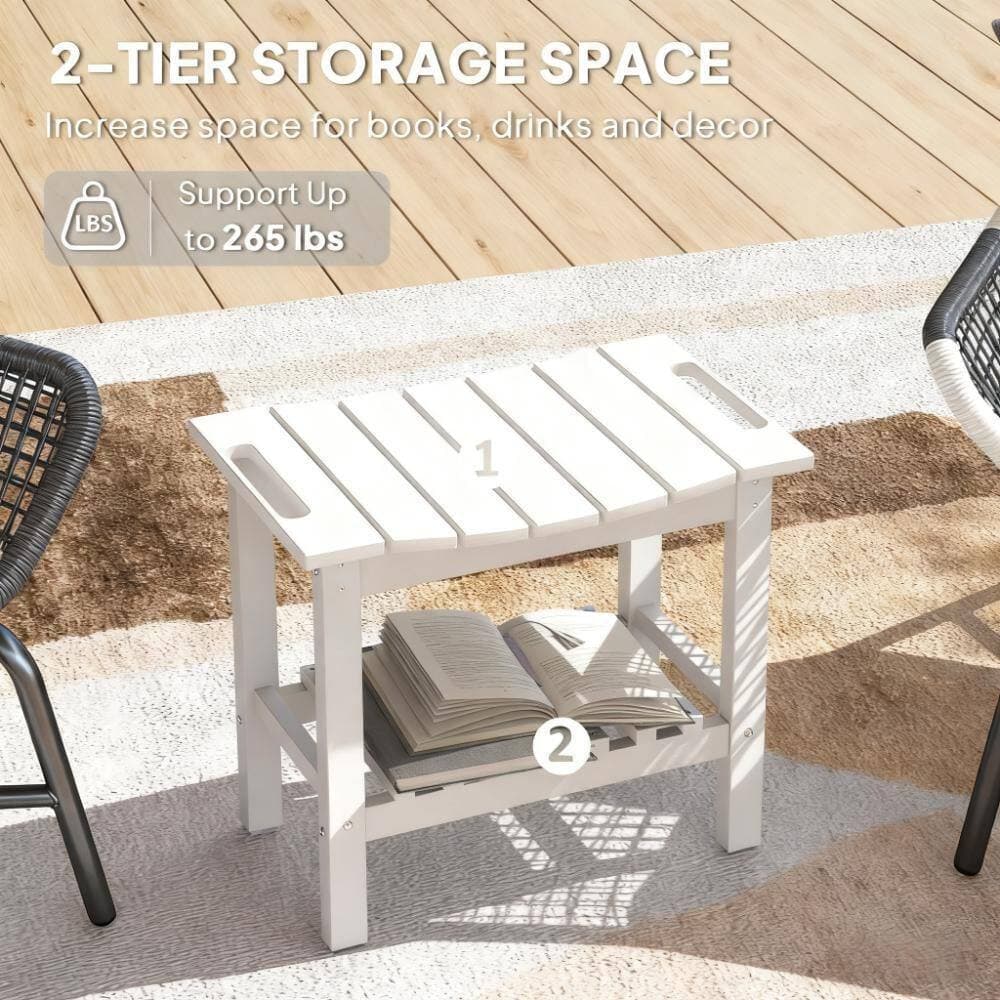 Unbranded NEW 20.5 in. White HDPE 2-Tier Storage Freestanding Shower Bench, Waterproof Shower Stool with Handle, Storage Shelf (3)