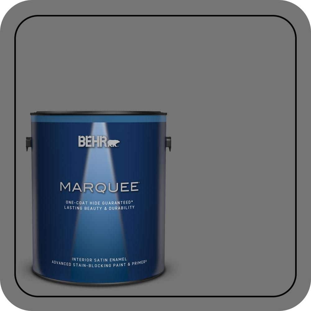 BEHR MARQUEE 1 gal. #N520-5 Iron Mountain One-Coat Hide Satin Enamel Interior Paint & Primer