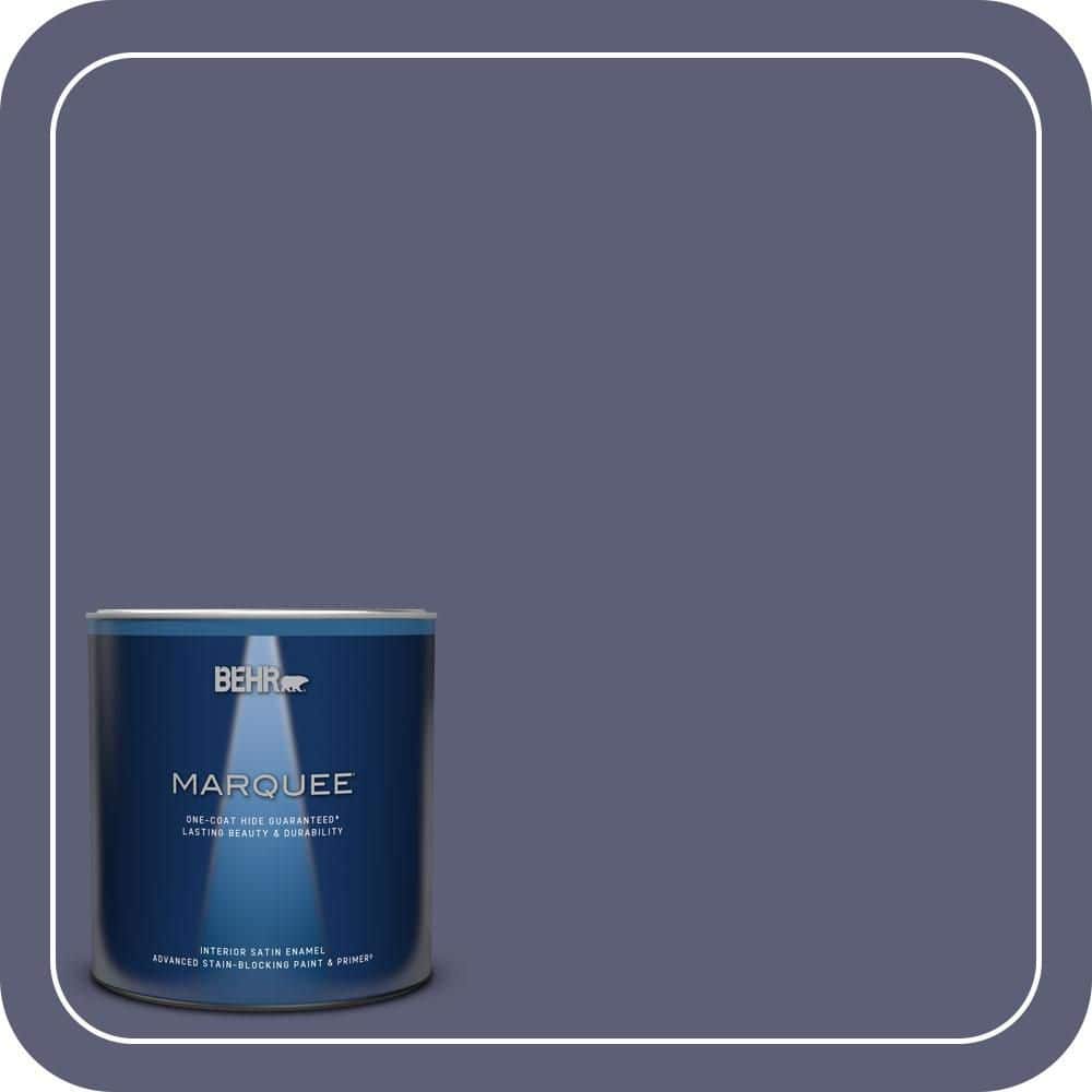 BEHR MARQUEE 1 qt. #S560-6 Blue Blood One-Coat Hide Satin Enamel Interior Paint & Primer