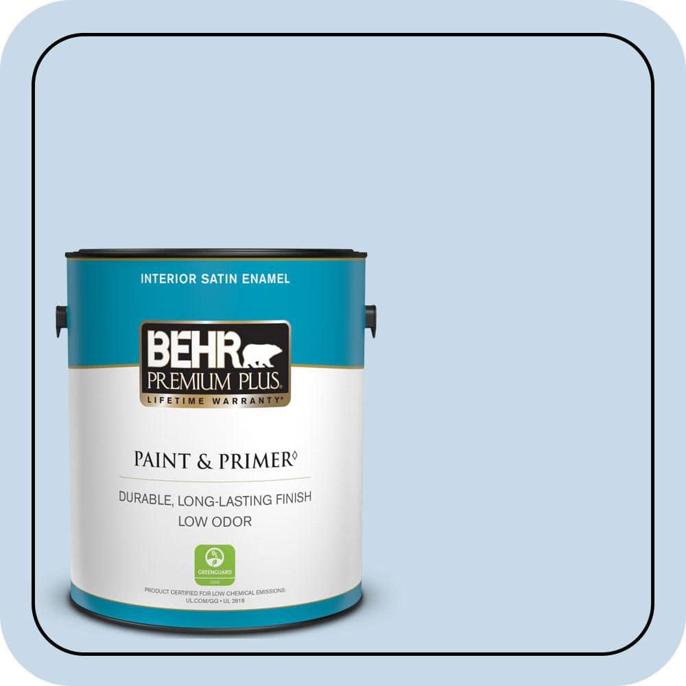 BEHR PREMIUM PLUS 1 gal. #MQ3-24 Celestial Light Satin Enamel Low Odor Interior Paint & Primer