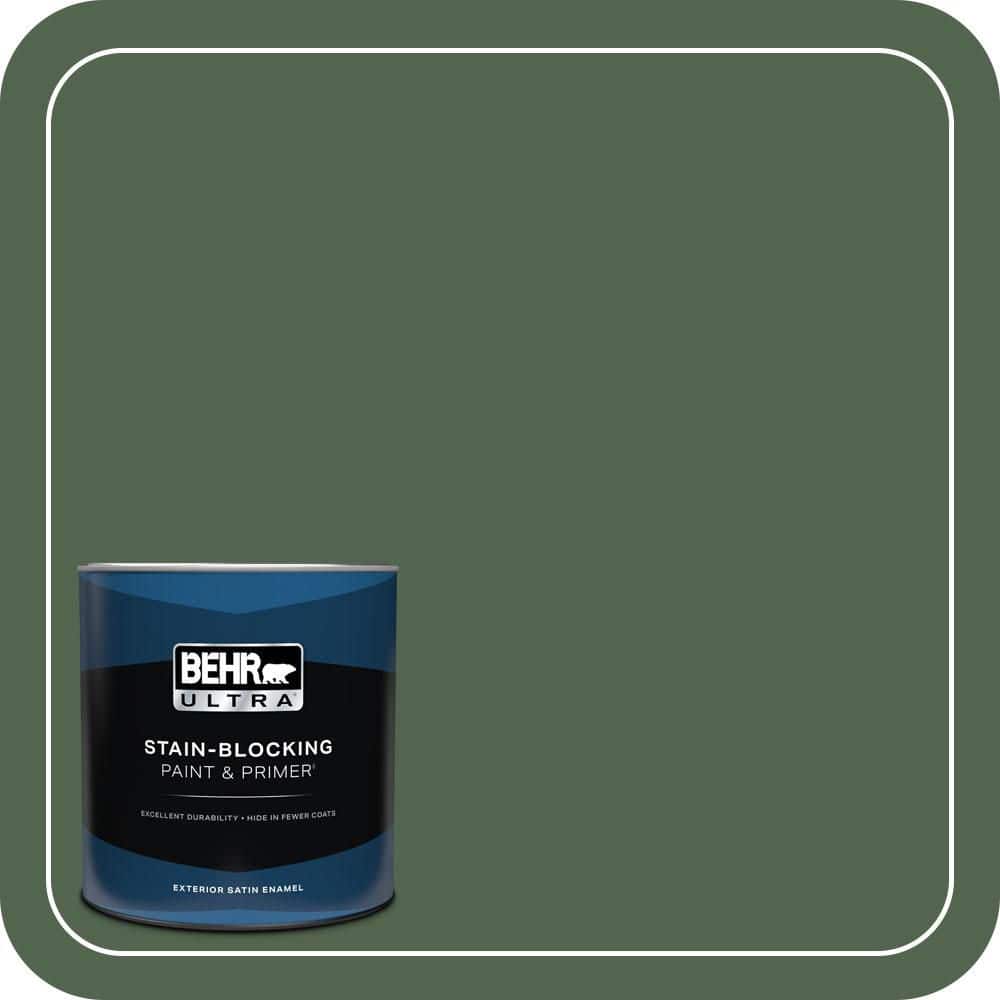 BEHR ULTRA 1 qt. #S410-7 Equestrian Green Satin Enamel Exterior Paint & Primer