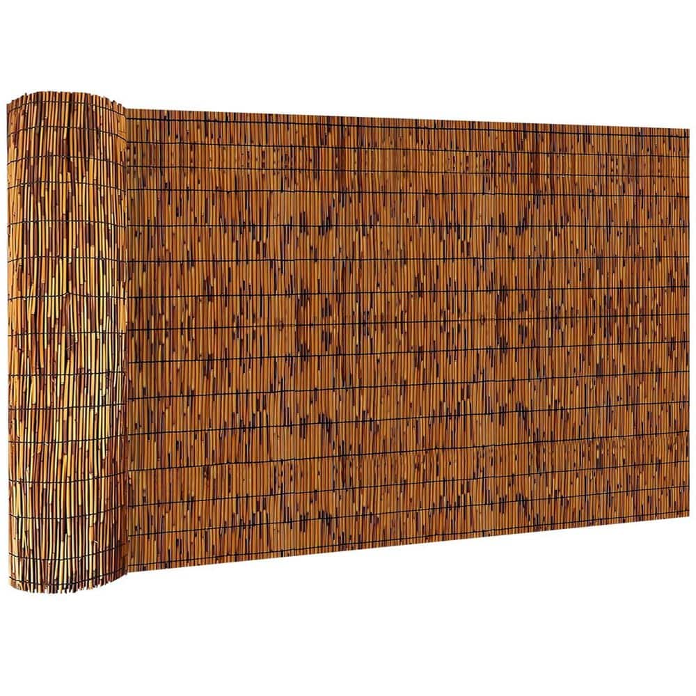 OGETFUUR 4 ft. x 16 ft. Polymer Brown Reed Fencing Rolls, High Roll Reed Screen for Balcony, Patio, Garden and Backyard (1)