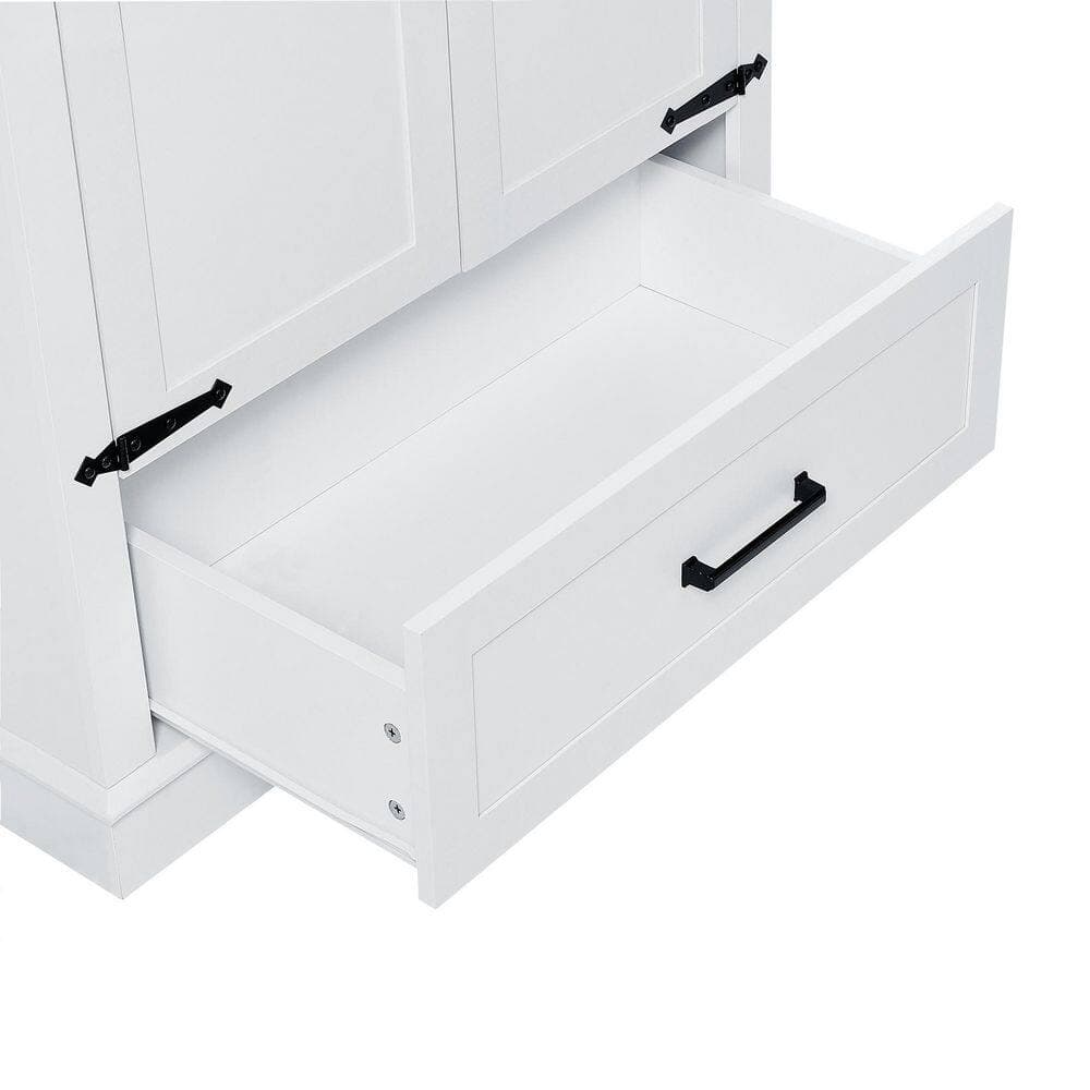 Coporesell 31 in. W x 16 in. D x 69 in. H White MDF Linen Cabinet w/2-Doors and 1-Drawer in White (3)