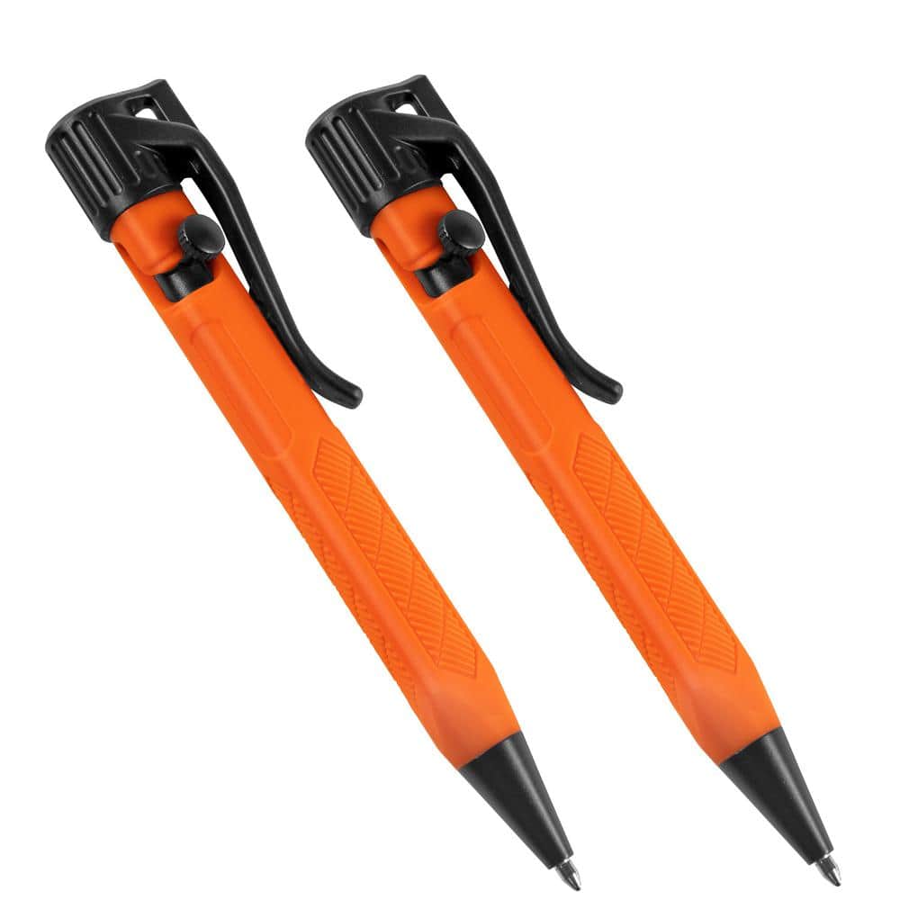 Rite in the Rain Weatherproof Orange Mini Bolt-Action Pen-Black Ink, 2 Pack