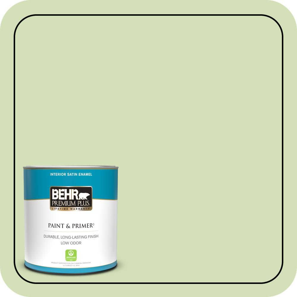 BEHR PREMIUM PLUS 1 qt. #MQ4-45 Spring Glow Satin Enamel Low Odor Interior Paint & Primer