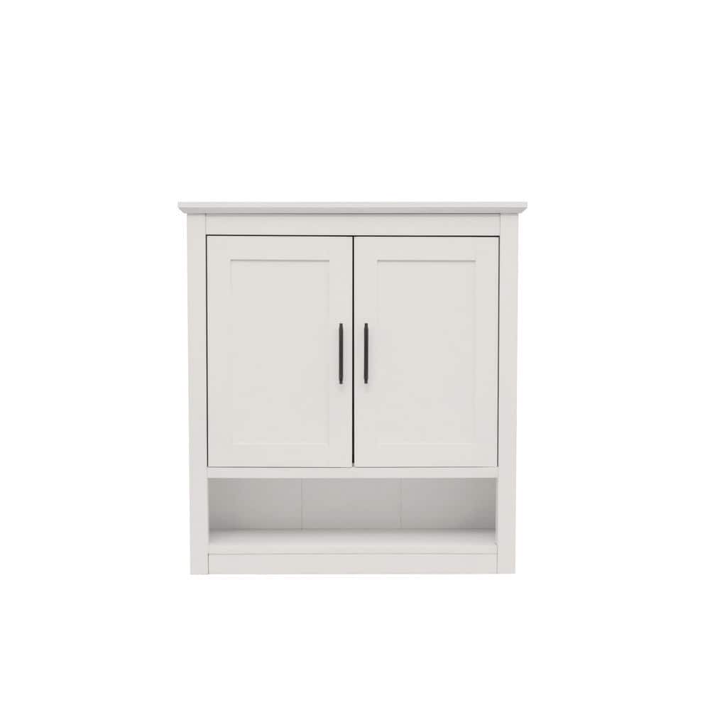 Glacier Bay 29.41 in. W x 8.78 in. D x 32 in. H Bathroom Storage Wall Cabinet in White (2)
