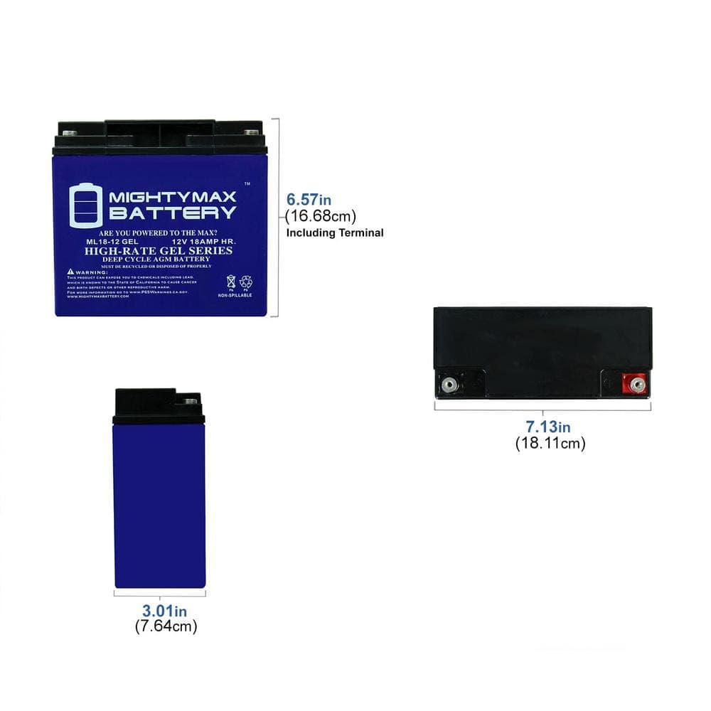 MIGHTY MAX BATTERY 12V 18AH GEL Replacement Battery for AGM SLA1116 - 2 Pack (3)
