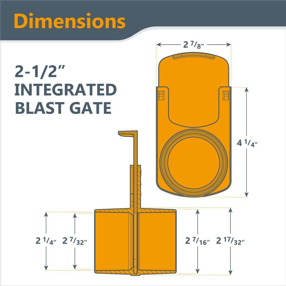 ‎POWERTEC 2-1/2 in. ID Y-Fitting for Dust Collection Pipes and Adapters with 2-1/2 in. Blast Gate for Dust Collection Systems (3)