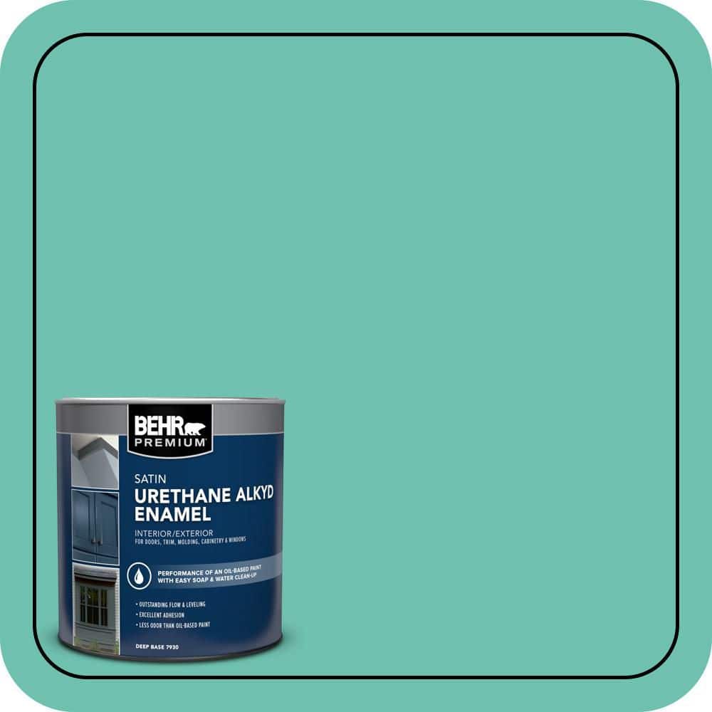 BEHR PREMIUM 1 qt. #P440-4 March Aquamarine Satin Enamel Urethane Alkyd Interior/Exterior Paint