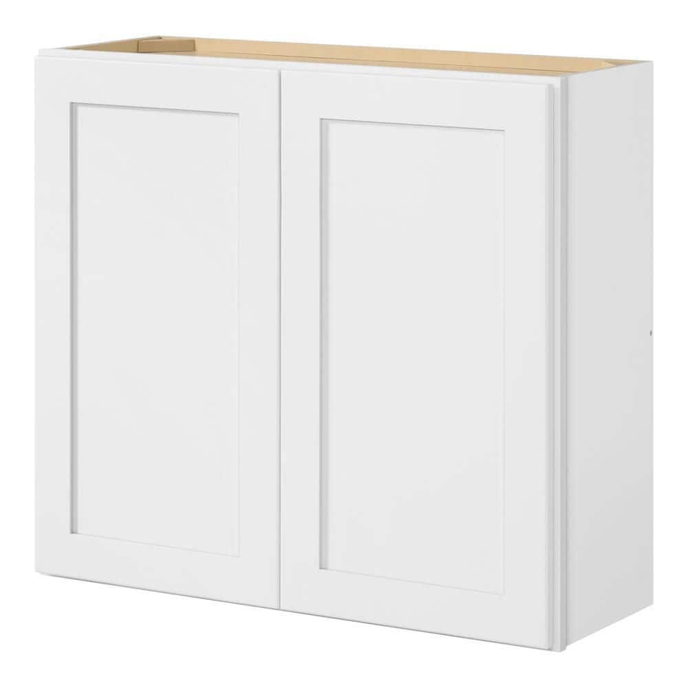 Hampton Bay Avondale 33 in. W x 12 in. D x 30 in. H Ready to Assemble Plywood Shaker Wall Kitchen Cabinet in Alpine White