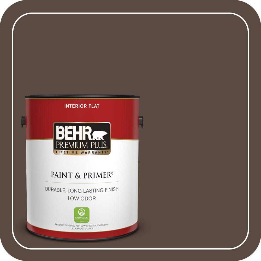 BEHR PREMIUM PLUS 1 gal. #PMD-91 Iced Espresso Flat Low Odor Interior Paint & Primer
